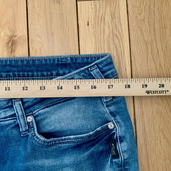 Silver Jeans Tuesday Slim Boot 36X33 Light Denim Blue Acid Wash Distressed - Picture 6 of 9